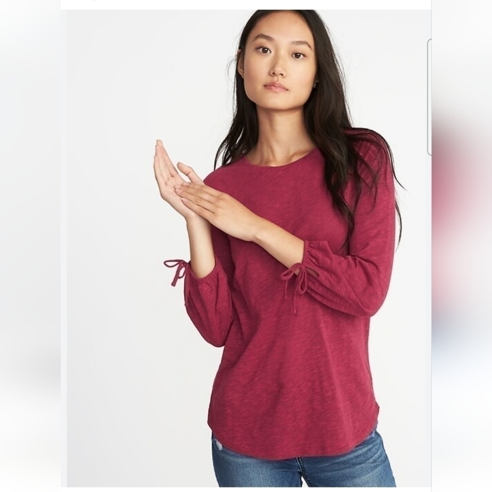 Old Navy Red Cinch Sleeve Top Small